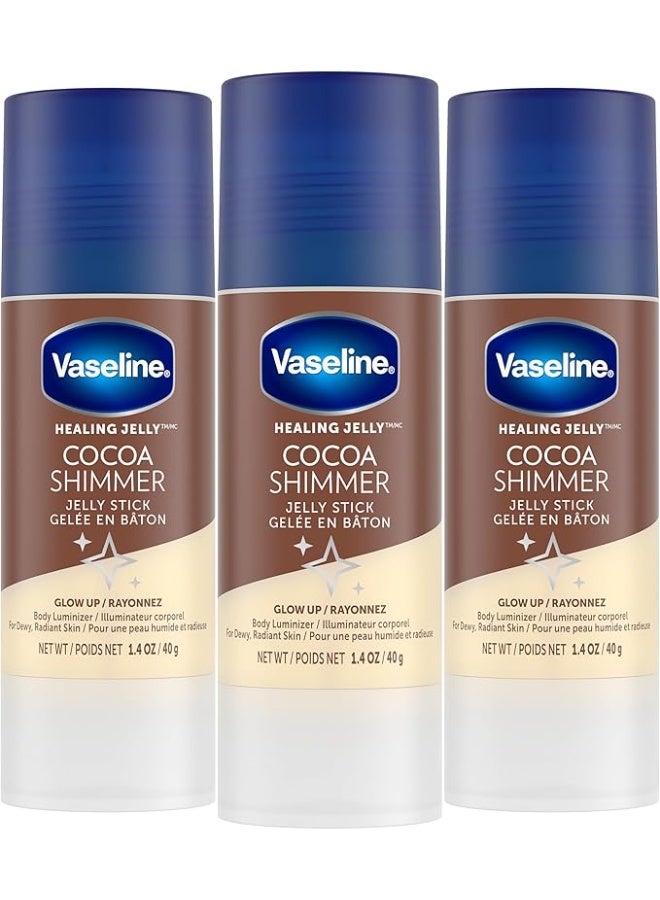 Vaseline Unilever Cocoa Shimmer Jelly Stick GLOW UP Body Luminizer For Dewy Radiant Skin 1.4 oz - 3 Count - Image 1